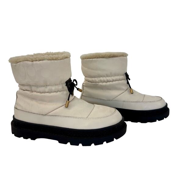 Coach Kailee Winter Bootie Signature Monogram Shearling Fur Lined Boots 6.5 - Picture 1 of 14